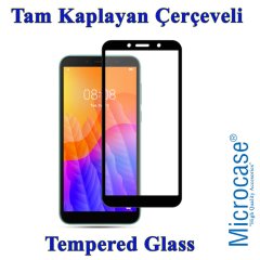 Microcase Huawei Y5P - Honor 9S Tam Kaplayan Çerçeveli Tempered Ekran Koruyucu - Siyah