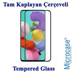 Samsung Galaxy M31S Tam Kaplayan Çerçeveli Tempered Cam Siyah