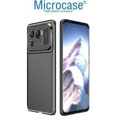Microcase Xiaomi Mi 11 Ultra Maxy Serisi Carbon Fiber Silikon Kılıf - Siyah AL3413
