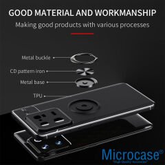 Microcase Xiaomi 13 (Global) Focus Serisi Yüzük Standlı Silikon Kılıf - Siyah AL3363