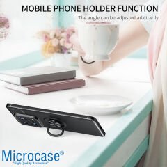 Microcase Xiaomi 13 (Global) Focus Serisi Yüzük Standlı Silikon Kılıf - Siyah AL3363