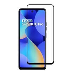Microcase Tecno Spark 10 Pro Tam Kaplayan Çerçeveli Tempered Ekran Koruyucu - Siyah AL3276