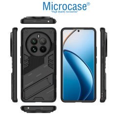 Microcase  Realme 12 Pro  Matrix Serisi Armor Standlı Perfect Koruma Kılıf - Siyah Al3416