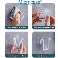 Microcase Güçlü Plastik Yapışkanlı Banyo Hol vb. Alan için Terlik Askılığı AL4469-4 Adet Beyaz