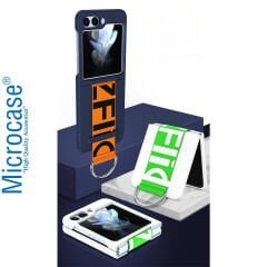 Microcase Samsung Z Flip5 Parmak Tutuculu Kayış Askılı Plastik Kılıf - AL3007 Lacivert