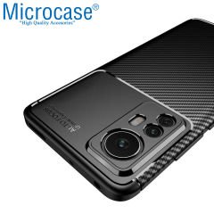 Microcase Xiaomi 12 /Xiaomi 12x Maxy Serisi Carbon Fiber Silikon Kılıf - Siyah AL3413