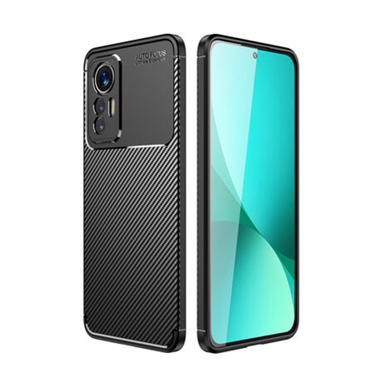 Microcase Xiaomi 12 Lite Maxy Serisi Carbon Fiber Silikon Kılıf - Siyah AL3413