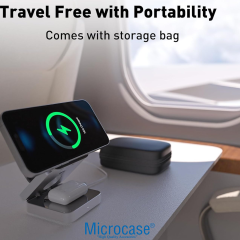 Microcase 3in1 15W Katlanır Manyetik ABS + PC Kasa Kablosuz Şarj Cihazı - AL5262