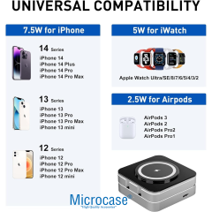Microcase 3in1 15W Katlanır Manyetik ABS + PC Kasa Kablosuz Şarj Cihazı - AL5262