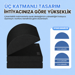 Microcase 3 Katmanlı Ayarlanabilir Çok Amaçlı Kaydırmaz Taban Ayak Koyma Pedi Ofis Ev Seyehat Ayak Bacak Koyma Dinlendirme Pedi AL7015