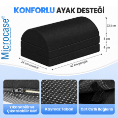 Microcase 3 Katmanlı Ayarlanabilir Çok Amaçlı Kaydırmaz Taban Ayak Koyma Pedi Ofis Ev Seyehat Ayak Bacak Koyma Dinlendirme Pedi AL7015