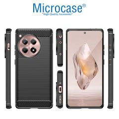 Microcase  Oneplus 12R / Oneplus Ace 3 Brushed Carbon Fiber Silikon Kılıf - Siyah AL3332