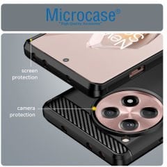 Microcase  Oneplus 12R / Oneplus Ace 3 Brushed Carbon Fiber Silikon Kılıf - Siyah AL3332