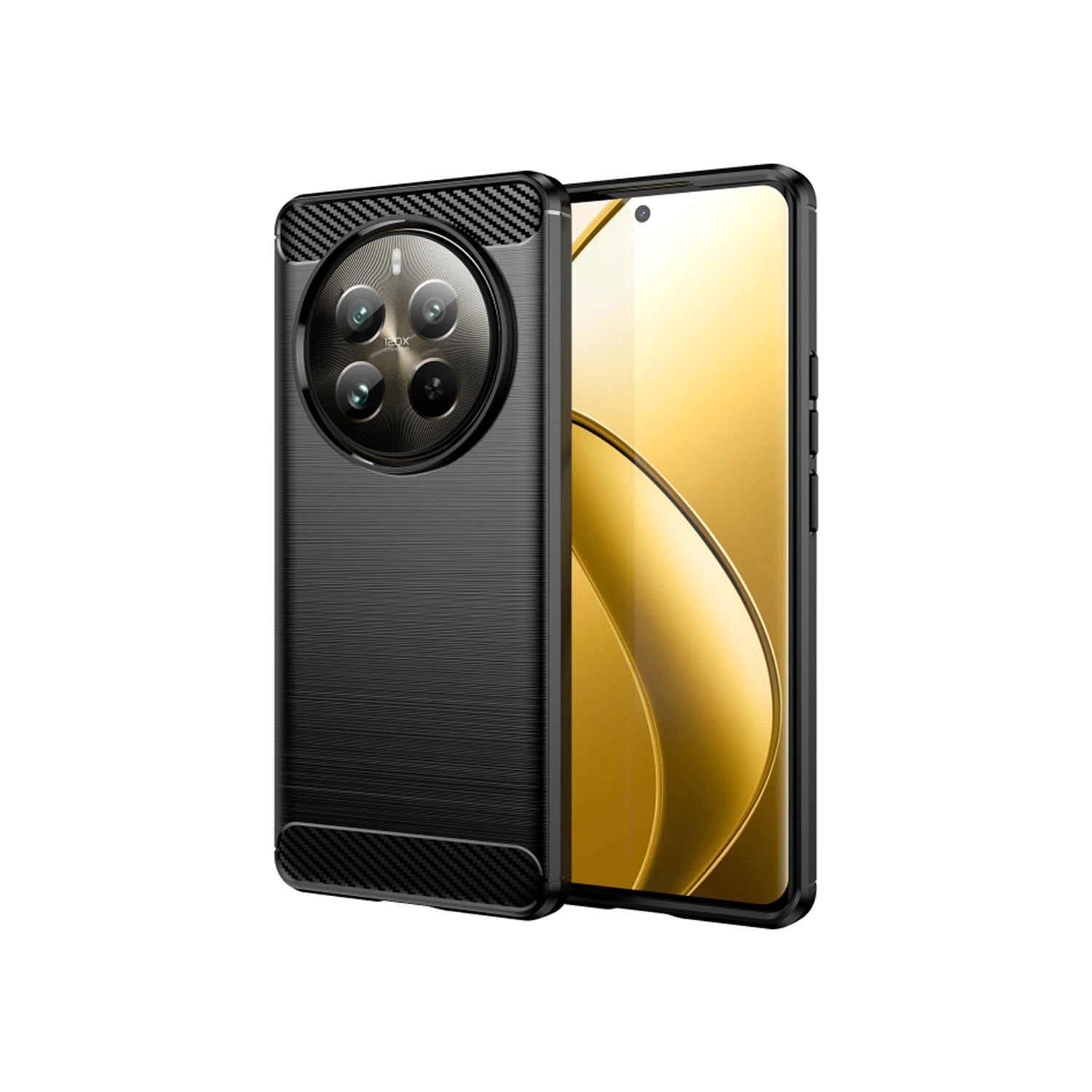 Microcase  Realme 12 Pro Brushed Carbon Fiber Silikon Kılıf - Siyah AL3332