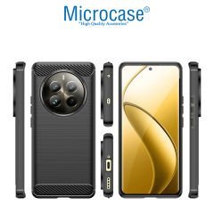 Microcase  Realme 12 Pro Brushed Carbon Fiber Silikon Kılıf - Siyah AL3332