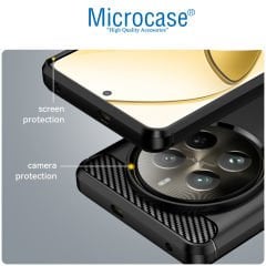 Microcase  Realme 12 Pro Brushed Carbon Fiber Silikon Kılıf - Siyah AL3332