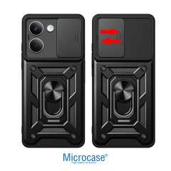 Microcase POCO X8 Pro 5G ile Uyumlu Kamera Kapaklı Manyetik Mıknatıslı Yüzük Standlı Kılıf-AL5128