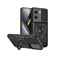 Microcase POCO 8X Pro 5G ile Uyumlu Kamera Kapaklı Manyetik Mıknatıslı Yüzük Standlı Kılıf-AL5128