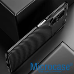 Microcase Huawei Nova 9 SE/Huawei P50 Pro Maxy Serisi Carbon Fiber Silikon Kılıf - Siyah AL3413