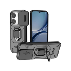 Microcase POCO X8 Pro 5G ile Uyumlu Kamera Kapaklı Manyetik Mıknatıslı Yüzük Standlı Kılıf-AL5128