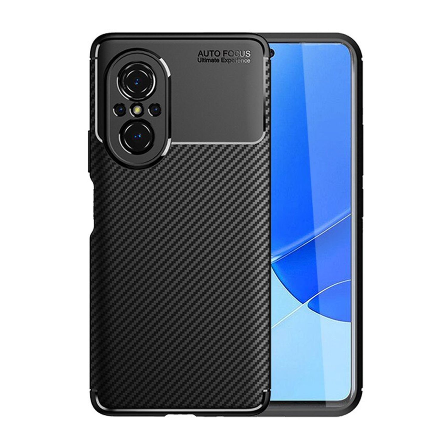 Microcase Huawei Nova 9 SE/Huawei P50 Pro Maxy Serisi Carbon Fiber Silikon Kılıf - Siyah AL3413
