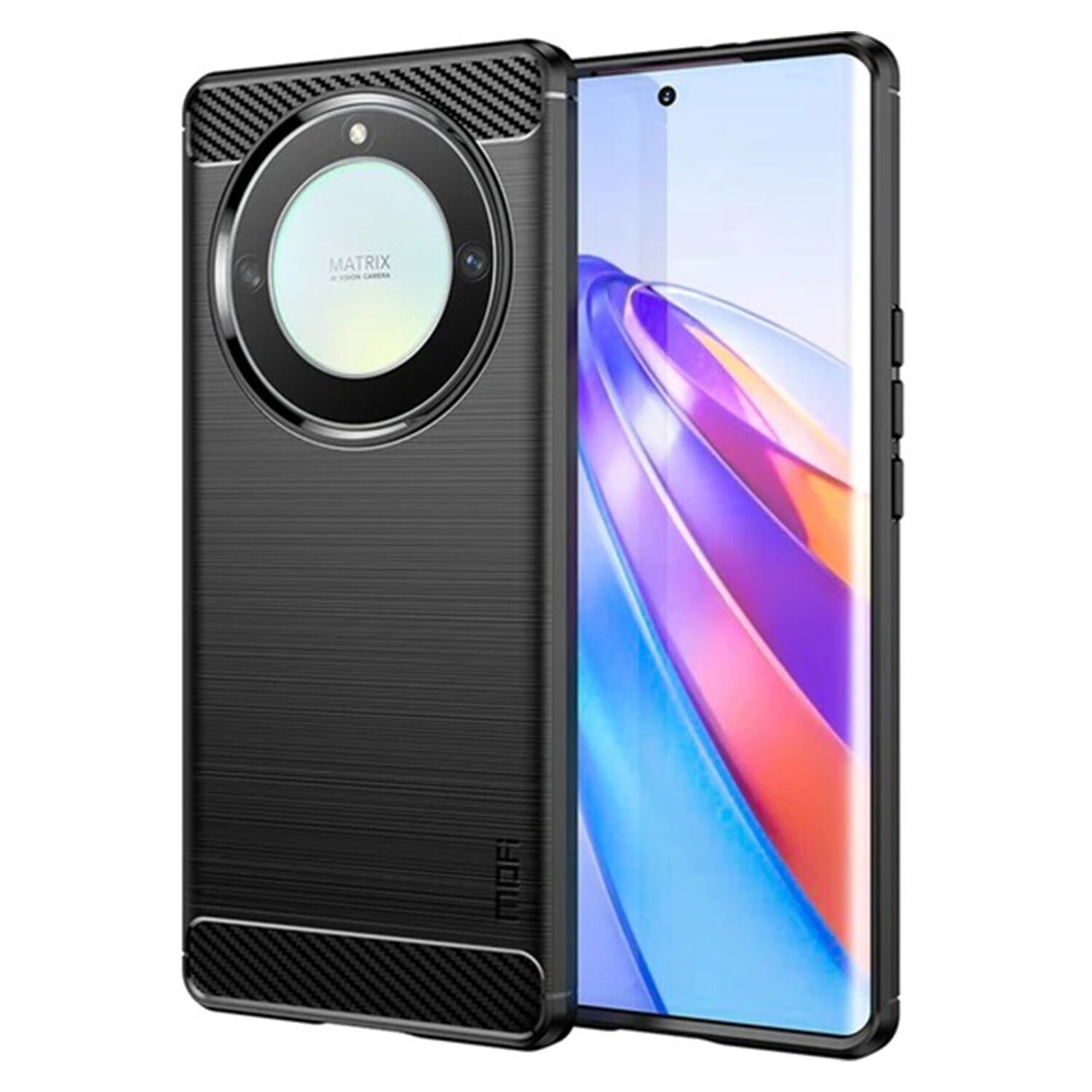Microcase Honor X9A 5G Brushed Carbon Fiber Silikon Kılıf - Siyah AL3332
