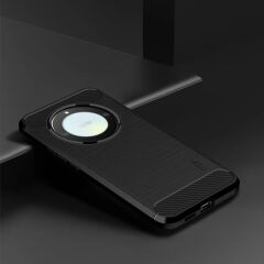 Microcase Honor X9A 5G Brushed Carbon Fiber Silikon Kılıf - Siyah AL3332