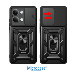 Microcase POCO 8X Pro Max 5G ile Uyumlu Kamera Kapaklı Manyetik Mıknatıslı Yüzük Standlı Kılıf-AL5128
