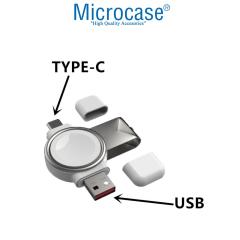 Microcase Apple Watch 7 41 mm 2in1 Type-C+USB Manyetik Şarj-AL2730 Beyaz