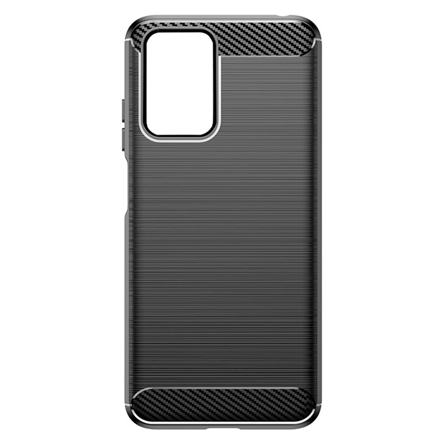 Microcase Xiaomi Redmi Note 11E/Redmi 10 5G Brushed Carbon Fiber Silikon Kılıf - Siyah AL3332