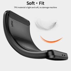 Microcase Xiaomi Redmi Note 11E/Redmi 10 5G Brushed Carbon Fiber Silikon Kılıf - Siyah AL3332