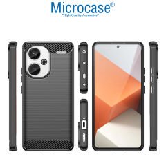 Microcase  Xiaomi Redmi 13 4G  Brushed Carbon Fiber Silikon Kılıf - Siyah AL3332
