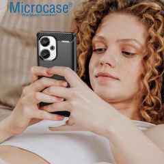 Microcase  Xiaomi Redmi 13 4G  Brushed Carbon Fiber Silikon Kılıf - Siyah AL3332
