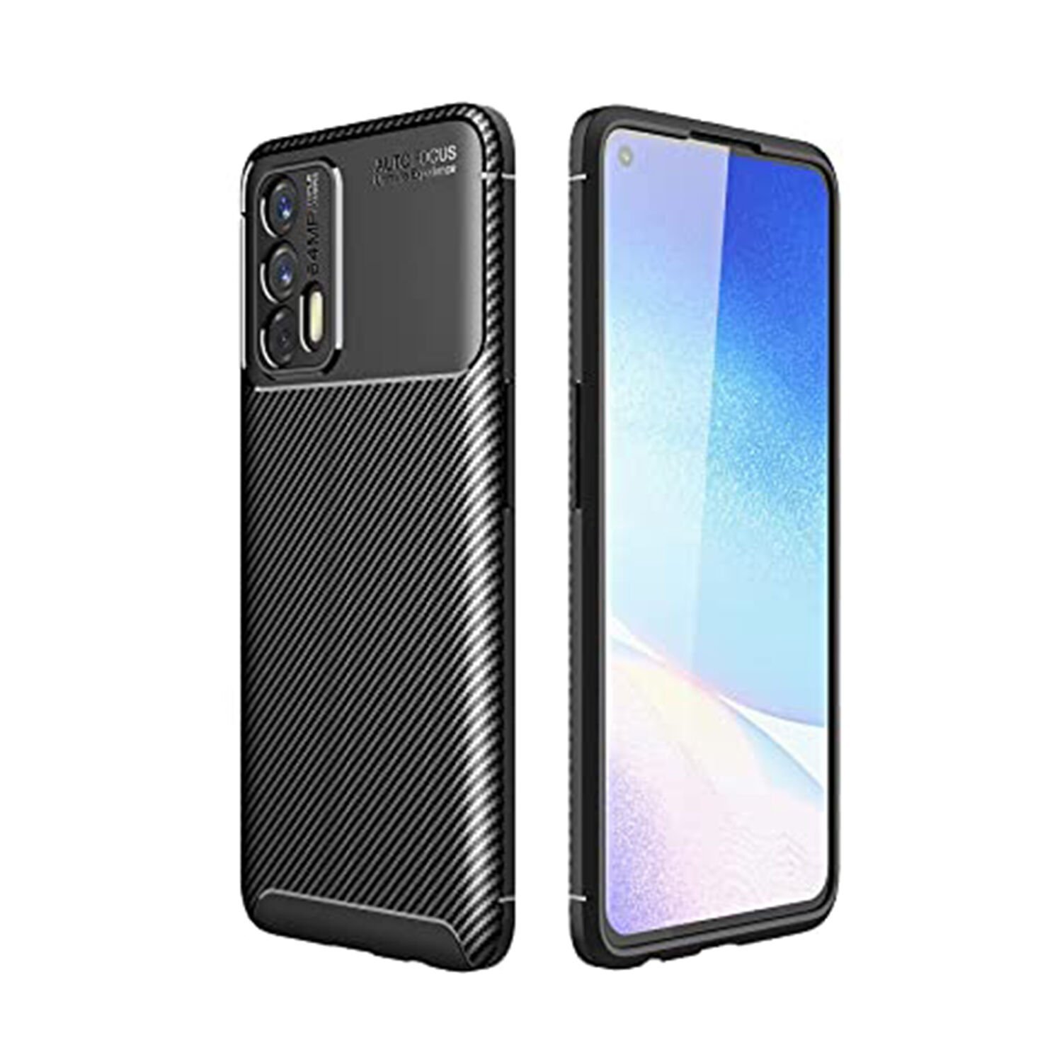 Microcase Realme GT 5G Maxy Serisi Carbon Fiber Silikon Kılıf - Siyah AL3413