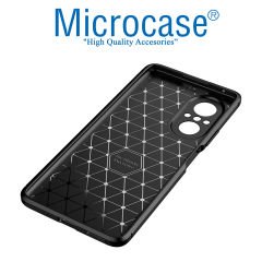 Microcase Huawei Nova 9 SE Maxy Serisi Carbon Fiber Silikon Kılıf - Siyah AL3413