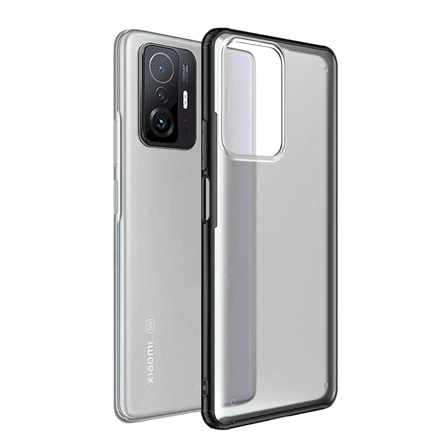 Microcase Xiaomi 11T Pro Luna Serisi Köşe Korumalı Sert Rubber Kılıf - Siyah