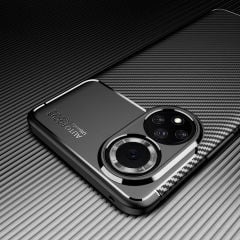 Microcase Huawei Nova 9 Maxy Serisi Carbon Fiber Silikon Kılıf - Siyah AL3413