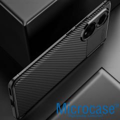 Microcase Huawei Nova 9 Maxy Serisi Carbon Fiber Silikon Kılıf - Siyah AL3413