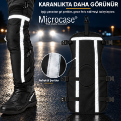 Microcase Su Geçirmez Ayarlanabilir Reflektörlü Rüzgar ve Yağmura Karşı Diz ve Bacak Koruyucu Seti AL7039 Medium