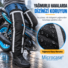 Microcase Su Geçirmez Ayarlanabilir Reflektörlü Rüzgar ve Yağmura Karşı Diz ve Bacak Koruyucu Seti AL7039 Medium