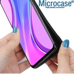 Microcase Xiaomi Redmi 9A Fabrik Serisi Kumaş ve Deri Desen Kılıf - Siyah