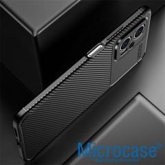 Microcase Xiaomi Redmi Note 11T /Xiaomi Redmi Note 11T Pro/Poco X4 GT Maxy Serisi Carbon Fiber Silikon Kılıf - Siyah AL3413