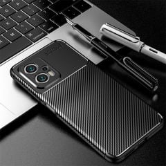 Microcase Xiaomi Redmi Note 11T /Xiaomi Redmi Note 11T Pro/Poco X4 GT Maxy Serisi Carbon Fiber Silikon Kılıf - Siyah AL3413