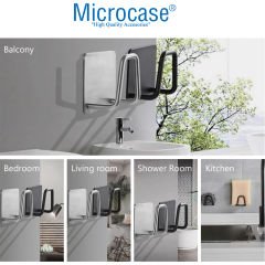 Microcase Güçlü Yapışkanlı Metal Banyo Mutfak Eşya Havlu Vb Ürün Askılığı AL4467 - 1  Adet Siyah