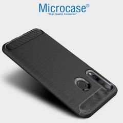 Microcase Huawei Honor 20 Lite  Brushed Carbon Fiber Silikon Kılıf - Siyah