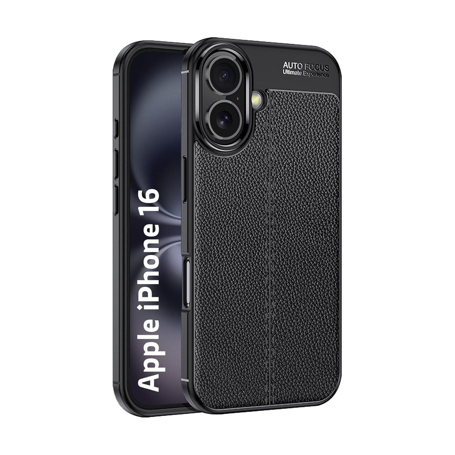 Microcase Iphone 16 ile Uyumlu Leather Serisi Deri Efekt Silikon Kılıf - Siyah Al3337
