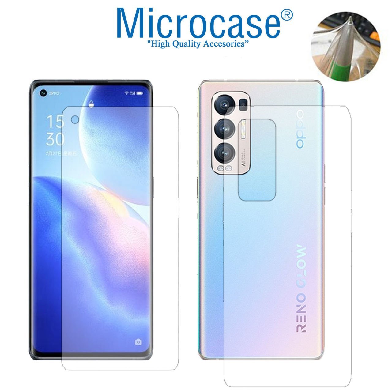 Microcase Oppo Reno 5 Pro Plus Full Ön Arka Kaplama TPU Soft Koruma Filmi