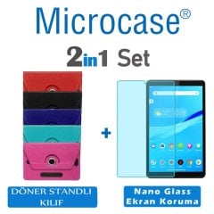 Microcase Lenovo Tab M8 TB-8505F TB-8505X TB-8505I 8 inch Universal Döner Standlı Kılıf + Nano Esnek Ekran Koruma Filmi