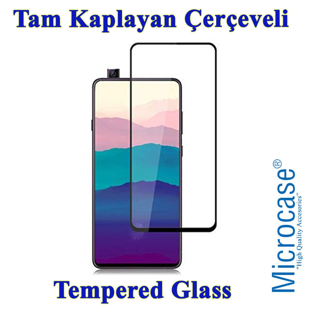 Microcase Samsung Galaxy A90 Tam Kaplayan Çerçeveli Tempered Ekran Koruyucu - SİYAH