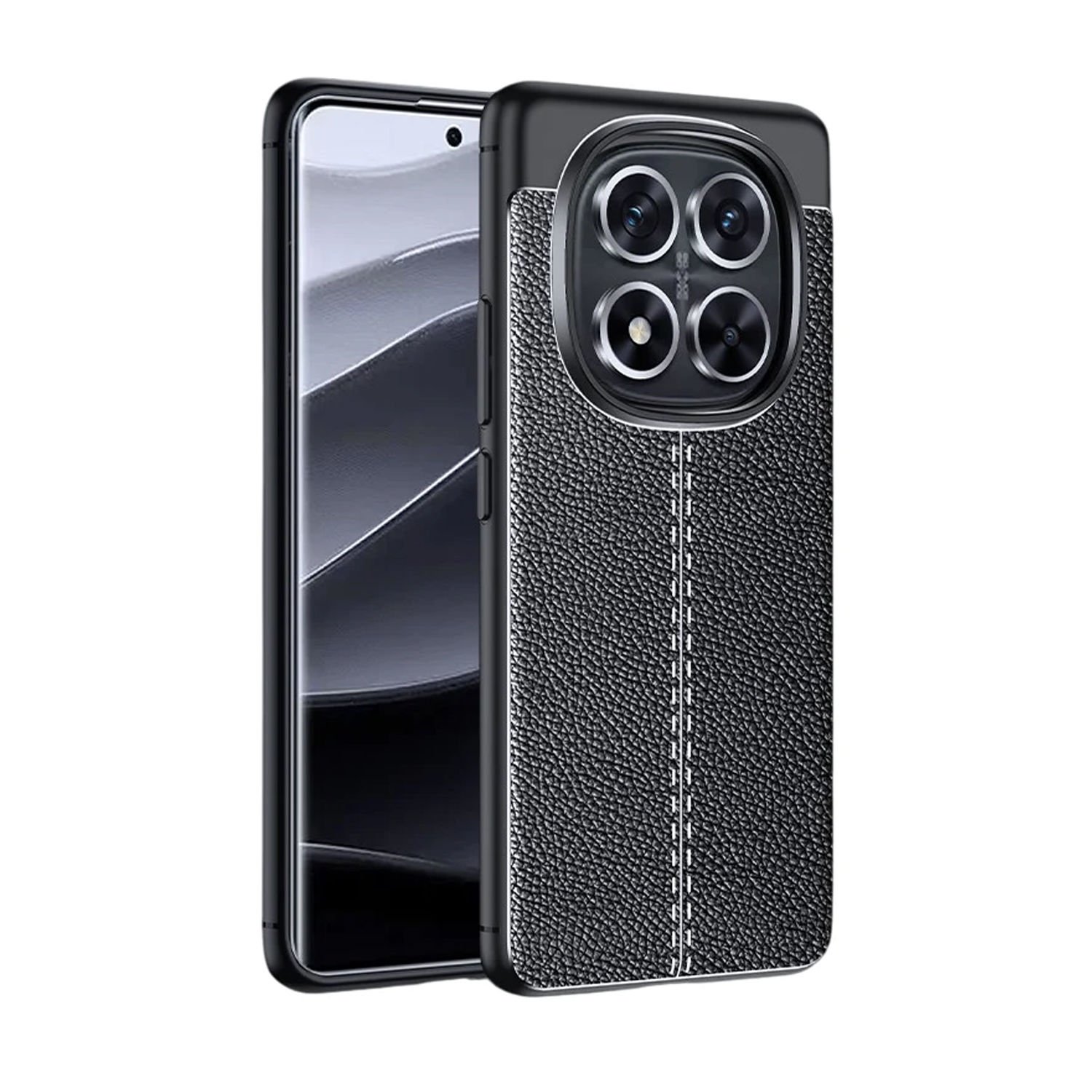Microcase Xiaomi Redmi Note 14 Pro Plus 5G ile Uyumlu Leather Serisi Deri Efekt Silikon Kılıf - Siyah Al3337